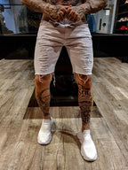 Bermuda Jeans Branca Destroyed