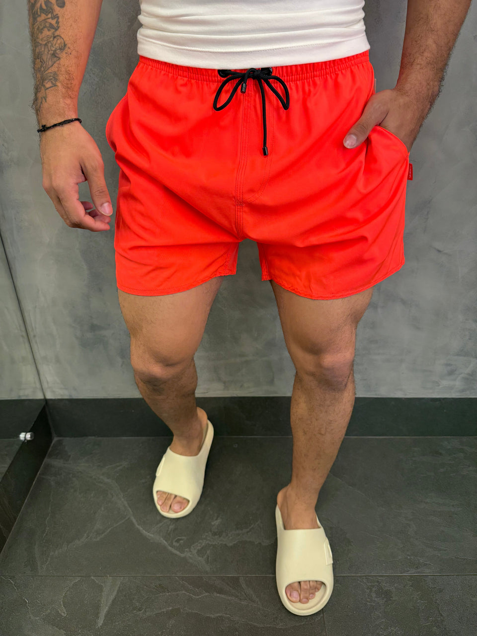 Short Praia Liso Básico Rsv Rosa Flúor