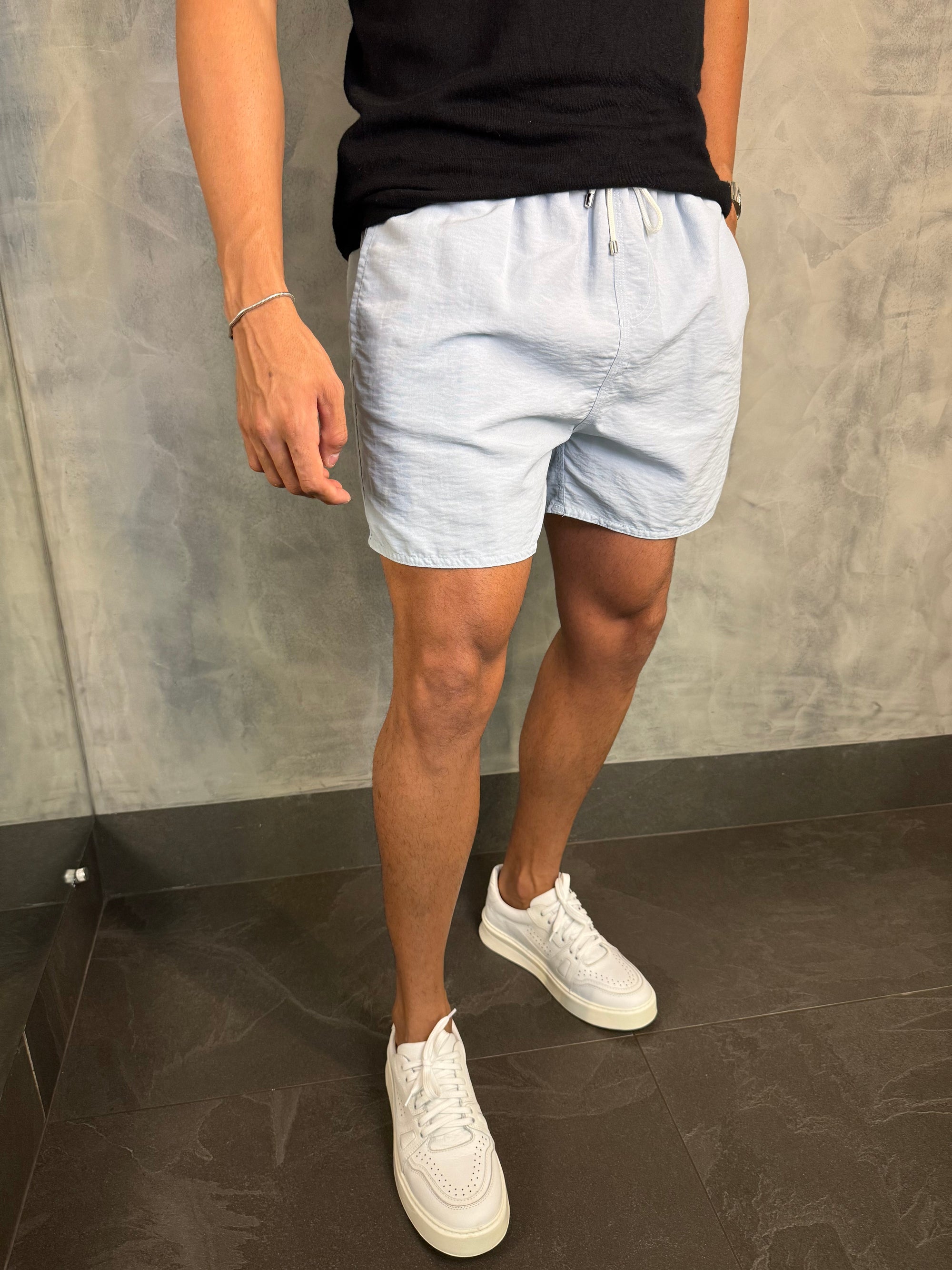 Short Praia Liso Premium Rsv Azul Seco