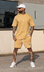 Conjunto Camisa Oversized Areia E Shorts