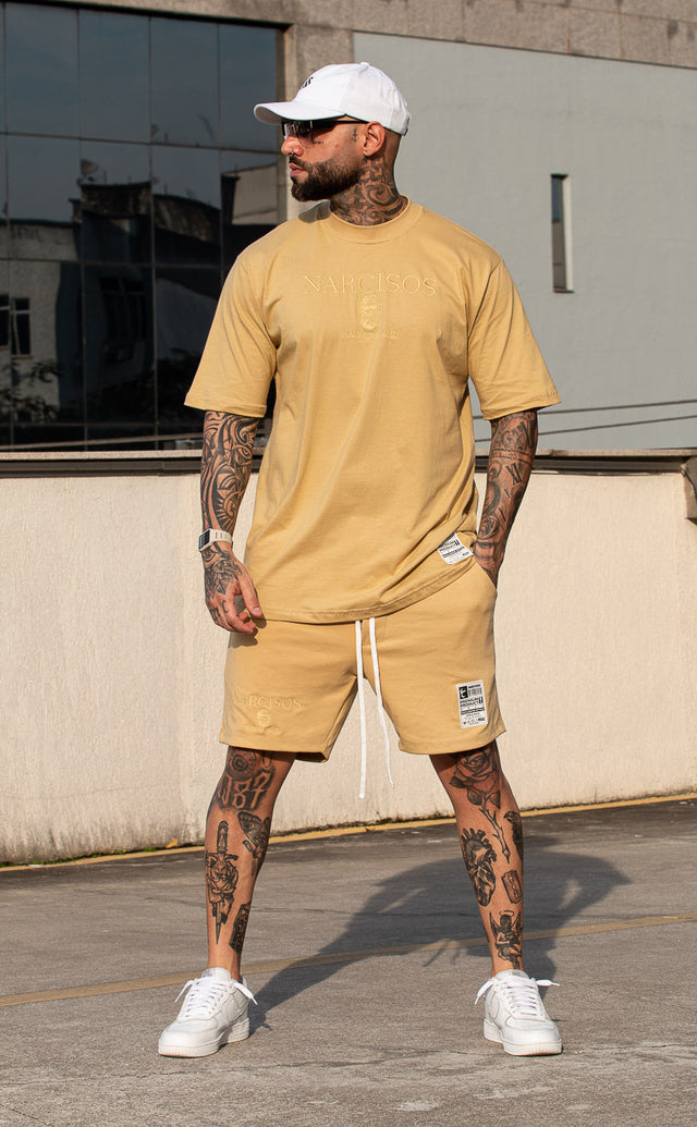 Conjunto Camisa Oversized Areia E Shorts