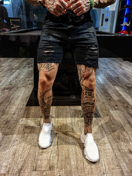 Bermuda Jeans Black Amassada Destroyed