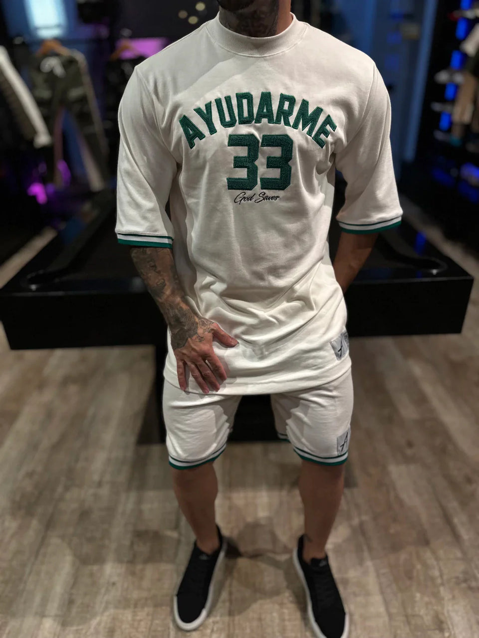 Conjunto Over Ayu 33 White/Green