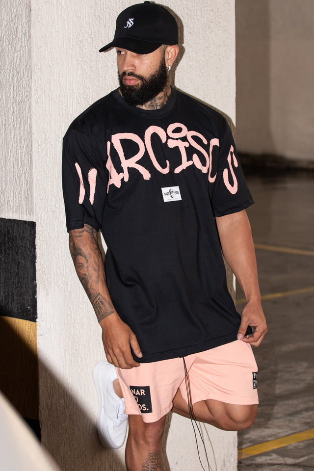 Conjunto Camiseta E Shorts Grafite Salmão