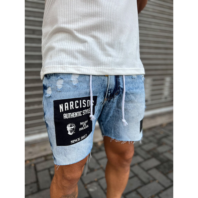 Bermuda Jeans Aplique Quadrado