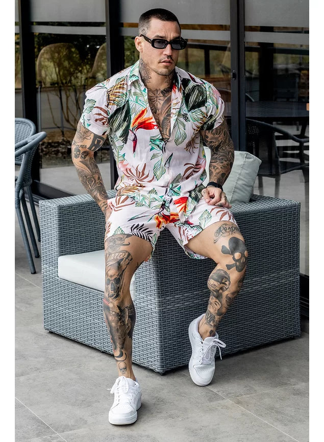 Conjunto Camisa Manga Curta Shorts Flowers Summer