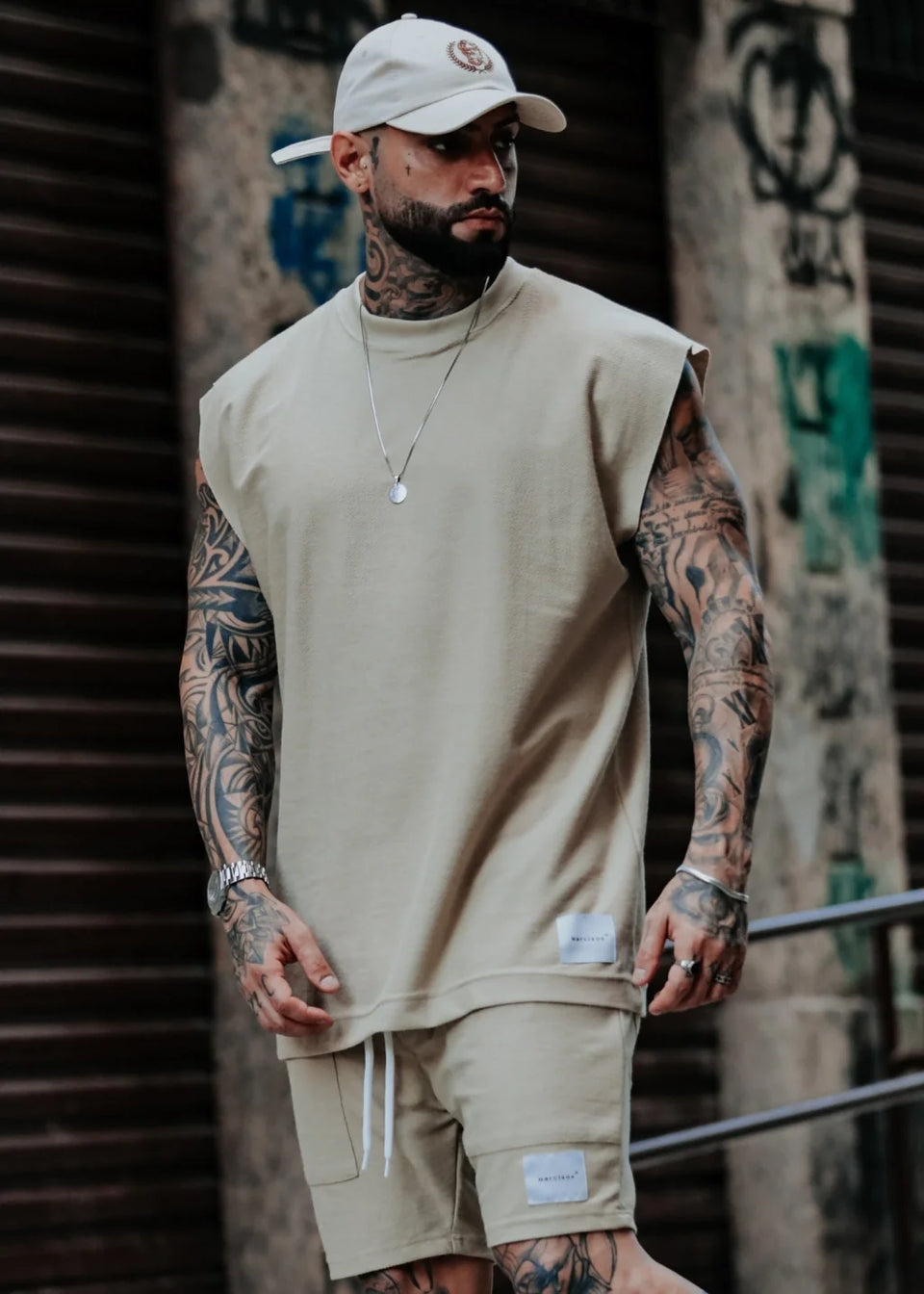 Conjunto Regata Machão Basic E Shorts Bege