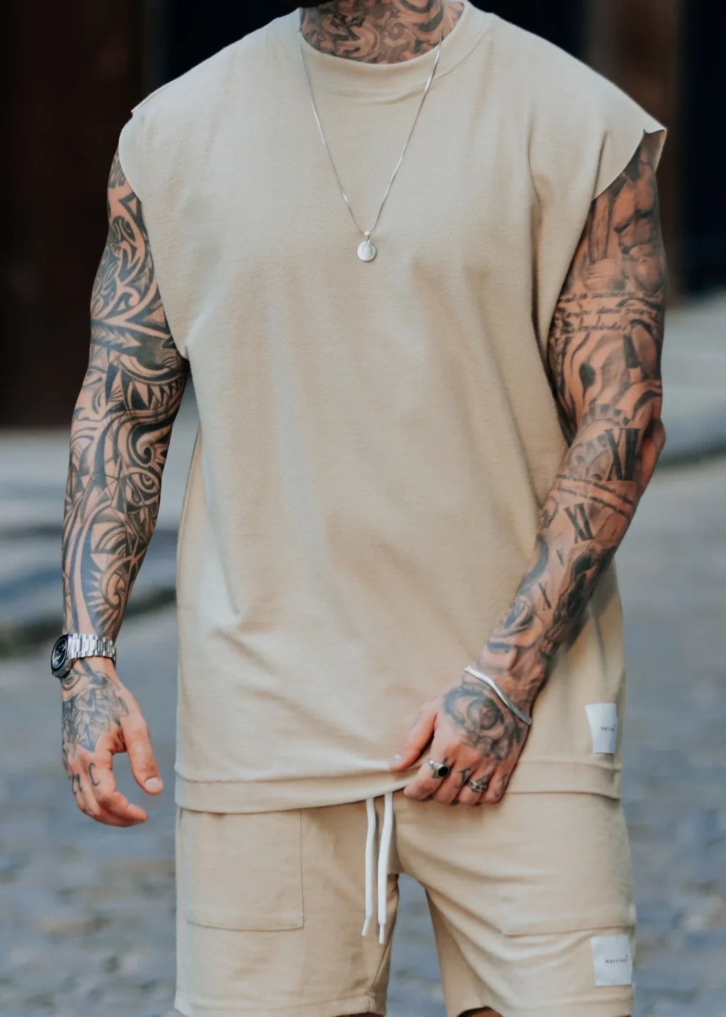 Conjunto Regata Machão Basic E Shorts Bege