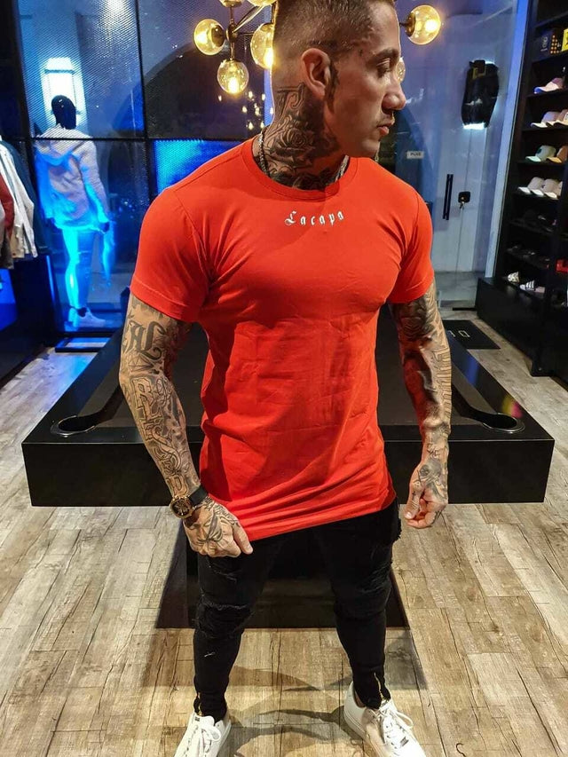 Long Slim Fit Logo Emb Red